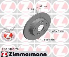 Zimmermann 280.3186.20 tarcza hamulcowa honda civic 06- tył, honda civic viii hatchback (fn, fk)