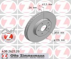 Zimmermann 430.2621.20 tarcza hamulcowa opel astra j 09 -, chevrolet cruze (j300)