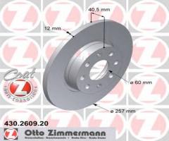 Zimmermann 430.2609.20 tarcza hamulcowa fiat grande punto 06-09 1,2 przód, fiat grande punto (199)