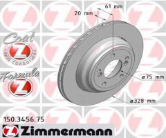 Zimmermann 150.3456.75 tarcza hamulcowa bmw 5 e39 98-03 prawy tył, bmw 5 (e39)