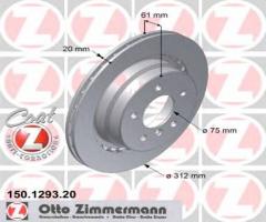 Zimmermann 150.1293.20 tarcza hamulcowa bmw 3 e36 m3 92-99 prawy tył, bmw 3 (e36) coupe 