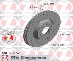 Zimmermann 610.3706.52 tarcza hamulcowa volvo xc90 02-koła 16, volvo xc90 i