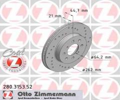 Zimmermann 280.3153.52 tarcza hamulcowa honda civic 90-01, honda civic iv hatchback (ec, ed, ee)