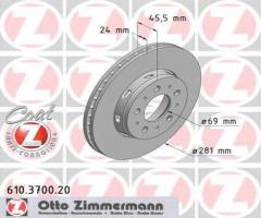Zimmermann 610.3700.20 tarcza hamulcowa volvo s40 97-03, mitsubishi carisma (da_), volvo s40 i (vs)