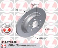 Zimmermann 610.3703.20 tarcza hamulcowa volvo s60 00-09 tył, volvo s80 i (ts, xy)