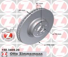 Zimmermann 150.3409.20 tarcza hamulcowa bmw 7 e65/e66 03-08, bmw 7 (e65, e66, e67)