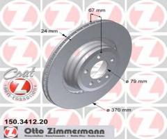 Zimmermann 150.3412.20 tarcza hamulcowa bmw 7 e65/66 03-08 tył 760i, bmw 7 (e65, e66, e67)