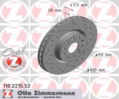 Zimmermann 110.2215.52 tarcza hamulcowa alfa romeo 166 98-07, alfa romeo 166 (936)