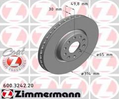 Zimmermann 600.3242.20 tarcza hamulcowa vw sharan 10 -, seat alhambra (710), vw sharan (7n)