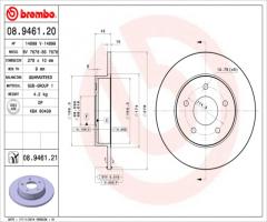Brembo 08.9461.21 tarcza hamulc. nissan primera  02-08 tył, nissan almera tino (v10)
