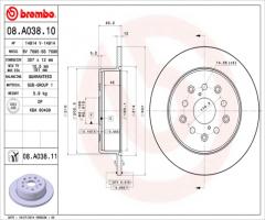 Brembo 08.a038.11 tarcza hamulc. lexus gs300  97-05 tył, lexus gs (uzs161, jzs160)