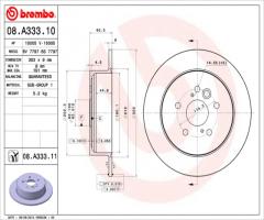Brembo 08.a333.11 tarcza hamulc. toyota rav4 ii  00-05 tył