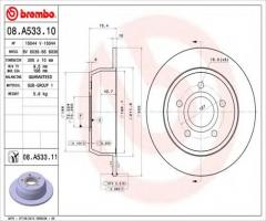 Brembo 08.a533.11 tarcza hamulc. jeep grand cherokee  99-05 tył, jeep grand cherokee ii (wj, wg)