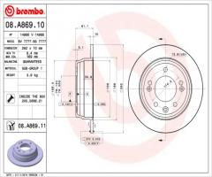 Brembo 08.a869.11 tarcza hamulc. kia ceed  06- tył, hyundai i30 (fd), kia cee`d hatchback (ed)