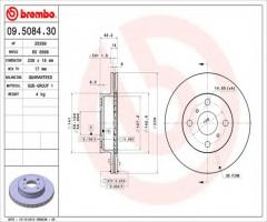 Brembo 09.5084.30 tarcza hamulc. toyota corolla  92-97, toyota corolla (_e10_)