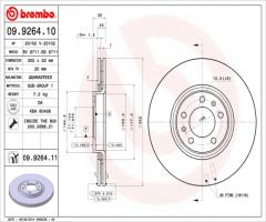 Brembo 09.9264.11 tarcza hamulc. citroen c6  05- tył, citroËn c6 (td_)