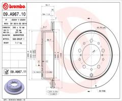 Brembo 09.a967.11 tarcza hamulc. toyota landcruiser  08- tył, toyota land cruiser (vdj20_, uzj20_)