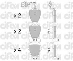 Cifam 822-774-0 klocki hamulc. audi a8 2,5-6,0  98-, audi a8 (4d2, 4d8)