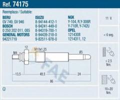 Fae 74175 Świeca Żarowa opel 1.5d siln..804795-