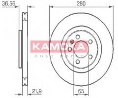 Kamoka 1031856 tarcza hamulc. skoda octavia 96-, audi a3 (8l1), seat toledo ii (1m2)