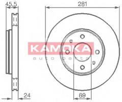 Kamoka 1032136 tarcza hamulc. volvo s40 97-03, mitsubishi carisma (da_), volvo s40 i (vs)