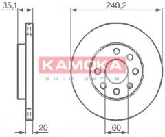 Kamoka 1032260 tarcza hamulc. opel corsa c 00-06 went., opel corsa c (f08, f68)