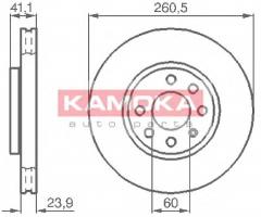 Kamoka 1032262 tarcza hamulc. opel corsa c 00-06 1,4-1,8, opel corsa c (f08, f68)