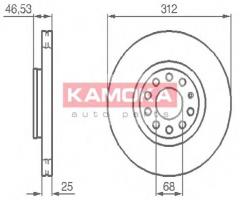 Kamoka 1032312 tarcza hamulc. audi a4 00-08 vw passat 96-05, audi a6 (4b2, c5), seat exeo (3r2)
