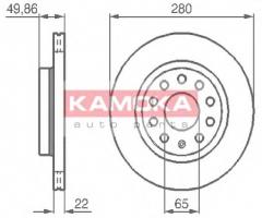 Kamoka 1032446 tarcza hamulc. vw golf v 03-, audi a3 (8p1), seat altea (5p1), skoda octavia (1z3)