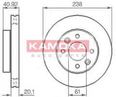 Kamoka 103316 tarcza hamulc. renault clio,r5-r21 went., nissan kubistar (x76)