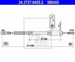 Ate 24.3727-0455 linka hamulca ręcznego mercedes w140 91-98 pt, mercedes-benz klasa s (w140)