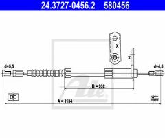 Ate 24.3727-0456 linka hamulca ręcznego mercedes w140 91-98 lt, mercedes-benz klasa s (w140)