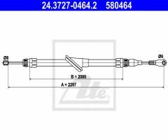 Ate 24.3727-0464 linka hamulca ręcznego mercedes r129 93-01, mercedes-benz sl (r129)