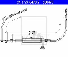 Ate 24.3727-0470 linka hamulca ręcznego mercedes w 204 07-, mercedes-benz klasa c t-model (s204)