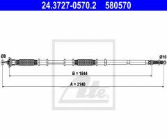 Ate 24.3727-0570 linka hamulca ręcznego fiat doblo 01-10 pt, fiat doblo (119)