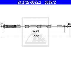 Ate 24.3727-0572 linka hamulca ręcznego fiat doblo 01-10 tył, fiat doblo (119)