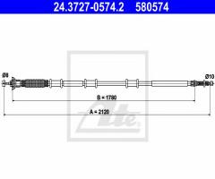 Ate 24.3727-0574 linka hamulca ręcznego fiat doblo 01-10 lt, fiat doblo (119)