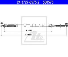 Ate 24.3727-0575 linka hamulca ręcznego fiat grande punto 05- lt, fiat punto (199)