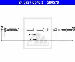 Ate 24.3727-0576 linka hamulca ręcznego fiat grande punto 05- pt, fiat punto (199)