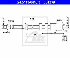 Ate 24.5113-0440 przewód hamulcowy giętki, bmw 3 (e90)