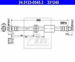 Ate 24.5123-0545 przewód hamulcowy giętki, mercedes-benz klasa gl (x164)