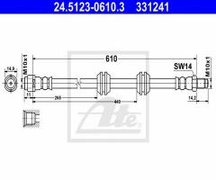 Ate 24.5123-0610 przewód hamulcowy giętki, mercedes-benz klasa gl (x164)