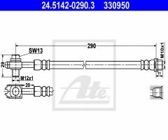 Ate 24.5142-0290 przewód hamulcowy giętki, vw passat (3b2)