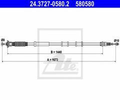 Ate 24.3727-0580 linka hamulca ręcznego fiat punto 06- prawy tył, alfa romeo mito (955)