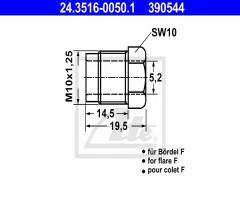 Ate 24.3516-0050 końcówka przewodu hamulcowego m10x1,25