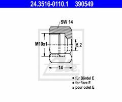 Ate 24.3516-0110 końcówka przewodu hamulcowego m10x1