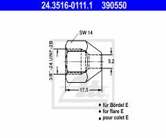 Ate 24.3516-0111 końcówka przewodu hamulcowego 3/8 cala x 24