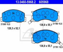 Ate 13.0460-5968 klocki hamulcowe toyota previa 90-00 z czuj., toyota previa (tcr2_, tcr1_)