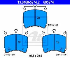 Ate 13.0460-5974 klocki hamulcowe mazda 323 89-94 1,8 16v, mazda 323 s iv (bg)