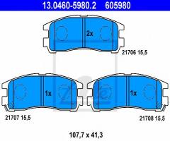 Ate 13.0460-5980 klocki hamulcowe mitsubishi galant 92-01 tył z czuj, chrysler sebring (jr)